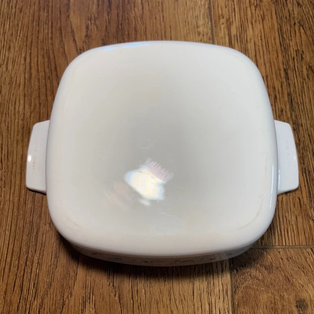 Corning Ware Country Cottage 1L Square Casserole Dish A-1-B White Hearts Vines
